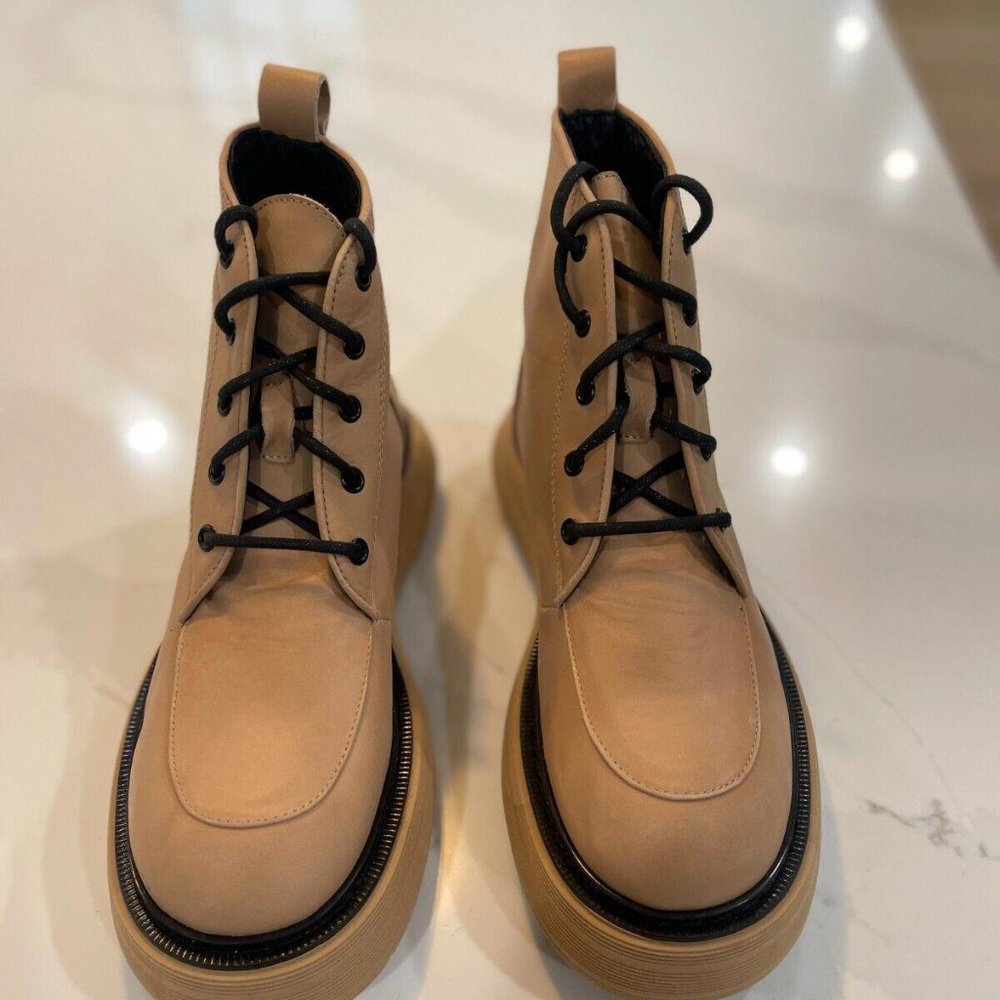 New Free People Mara Lace Up Platform Boots in Taupe Brown size US 9 / EUR 39 - Picture 7 of 9